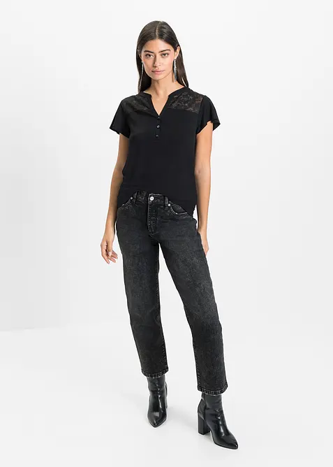 Henley tričko z visk&oacute;zov&eacute; směsi, bonprix