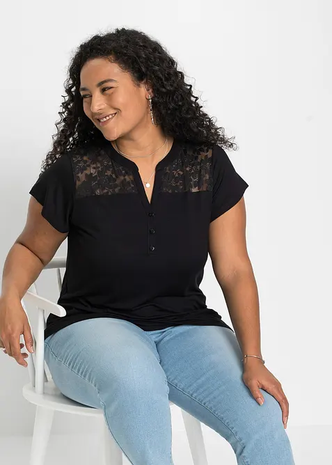 Henley tričko z visk&oacute;zov&eacute; směsi, bonprix