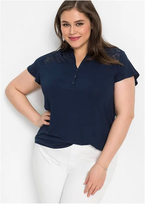 Henley tričko z viskózové směsi, bonprix