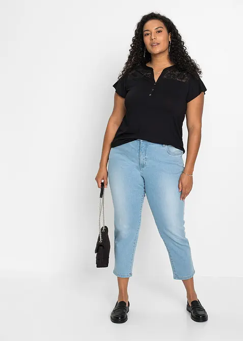 Henley tričko z visk&oacute;zov&eacute; směsi, bonprix