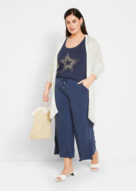 Dlouhý ažurový svetřík, bonprix