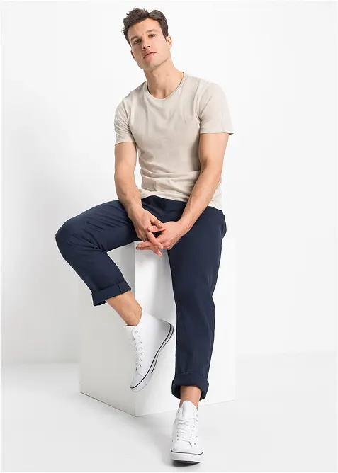 Kalhoty bez zapínání, Regular Fit s podílem lnu, Straight, bonprix