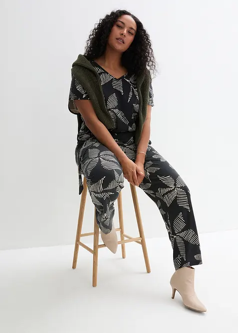 Kalhoty bez zap&iacute;n&aacute;n&iacute; a s tkaničkou, bonprix