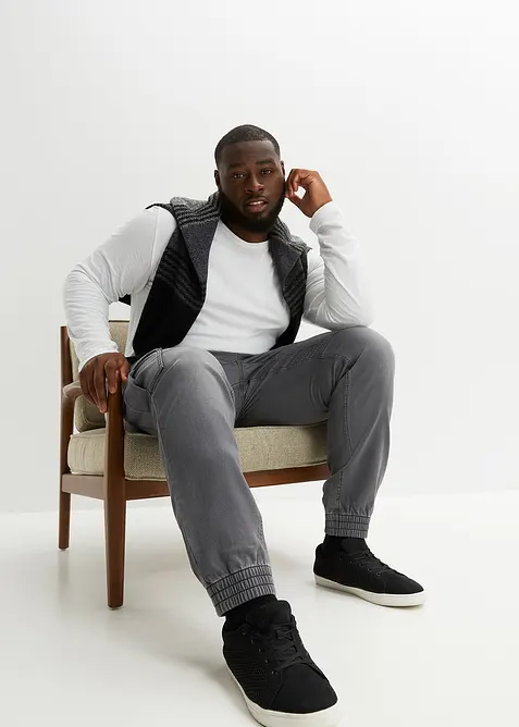 Dž&iacute;ny z tepl&aacute;koviny Regular Fit, s cargo kapsami, Straight, bonprix