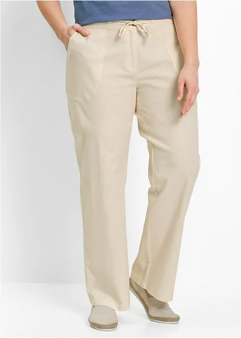 Lněné kalhoty s širokými nohavicemi, bonprix