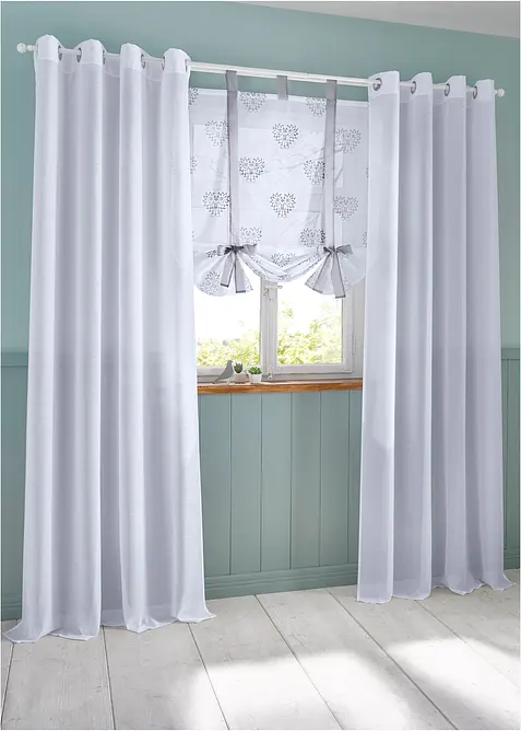 Zavazovací záclona s potiskem srdíček, s recyklovaným polyesterem, bonprix