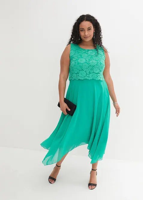 Prémiové šifonové šaty s krajkou, bonprix