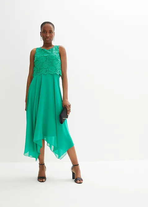 Prémiové šifonové šaty s krajkou, bonprix