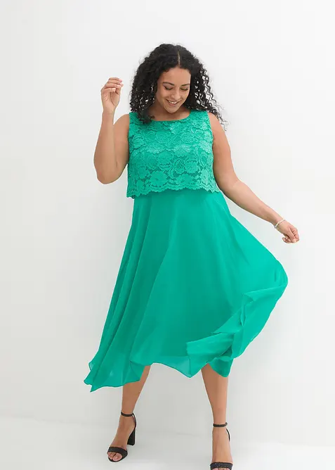 Prémiové šifonové šaty s krajkou, bonprix