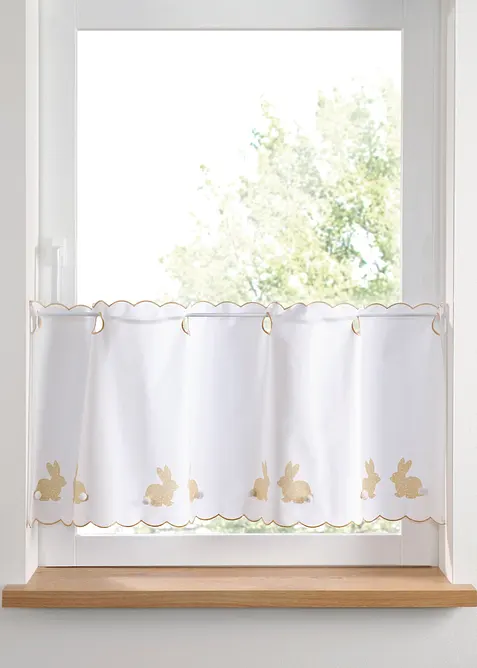 Vitr&aacute;žkov&aacute; z&aacute;clona s motivem zaj&iacute;ce, z organick&eacute; bavlny, bonprix