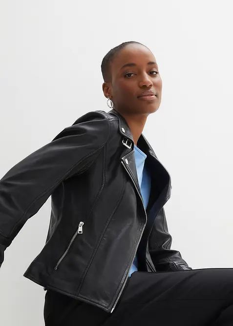 Motork&aacute;řsk&aacute; bunda z napa jehnětiny, bonprix