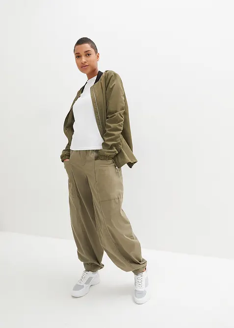 Keprové kalhoty z elastické bavlněné směsi, bonprix