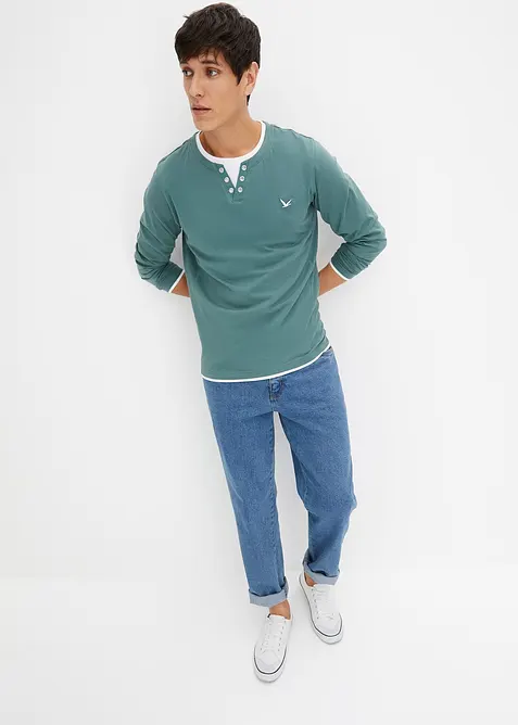 Tričko 2 v 1, dlouh&yacute; ruk&aacute;v (2 ks v balen&iacute;), bonprix