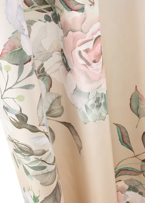 Závěs s potiskem růží, z mikrovlákna (1 ks v balení) s recyklovaným polyesterem, bonprix