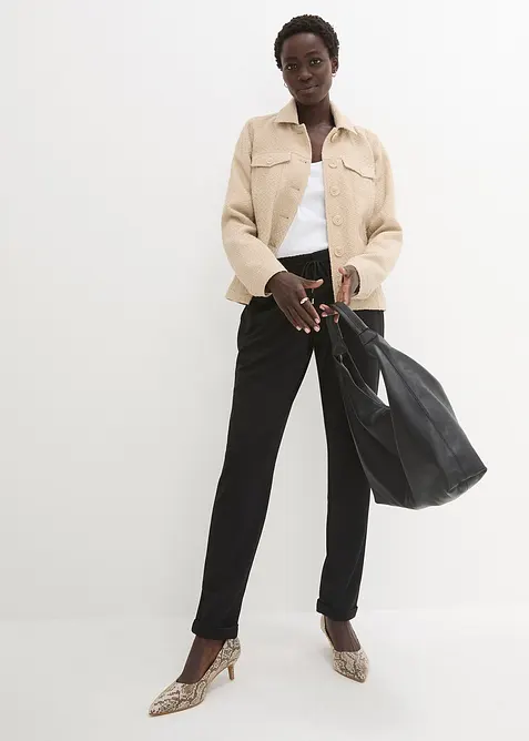 Kalhoty bez zap&iacute;n&aacute;n&iacute; ze směsi s visk&oacute;zou, bonprix