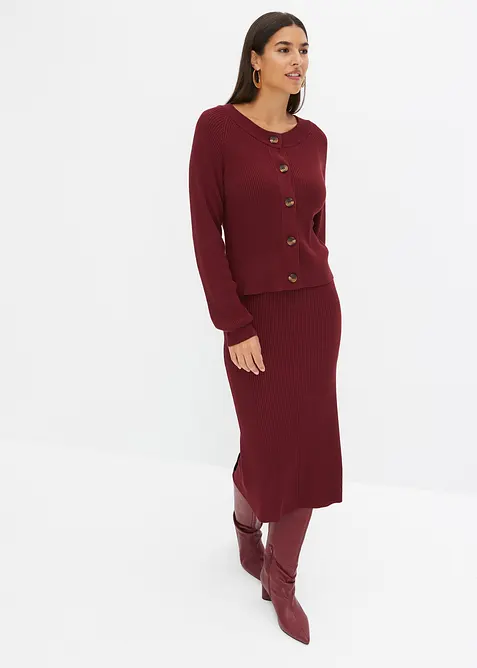 Žebrovaná pletená sukně z viskózové směsi, bonprix