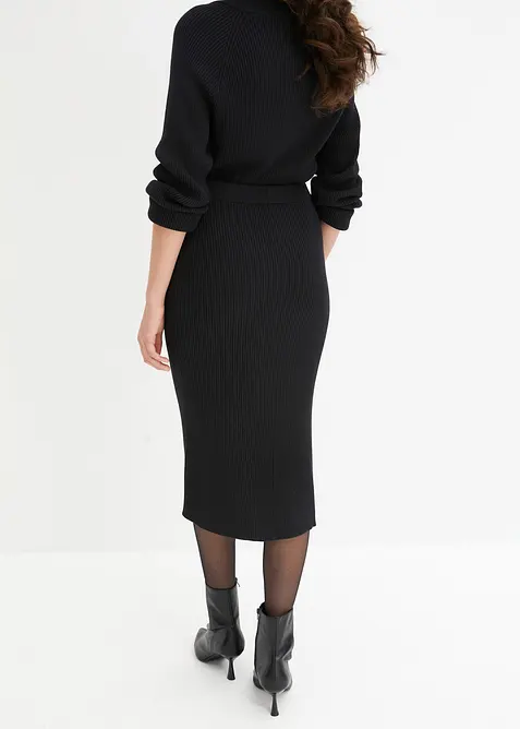 Žebrovaná pletená sukně z viskózové směsi, bonprix