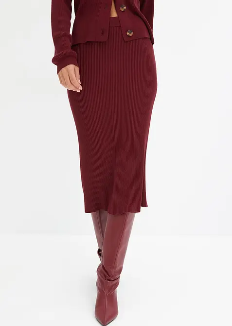 Žebrovaná pletená sukně z viskózové směsi, bonprix