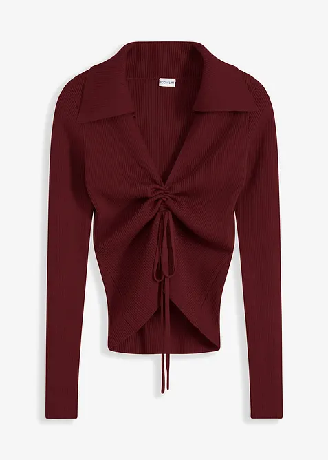 Žebrovaný svetr s řasením, bonprix