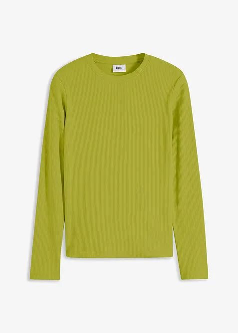 Žebrované triko z čisté bavlny, dlouhý rukáv, bonprix