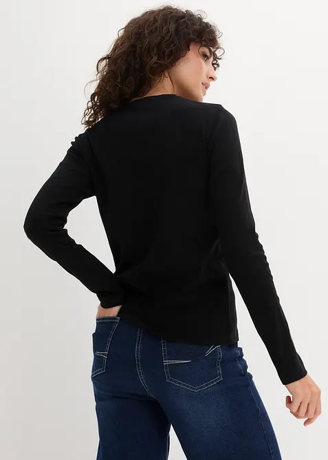 Žebrovan&eacute; triko z čist&eacute; bavlny, dlouh&yacute; ruk&aacute;v, bonprix