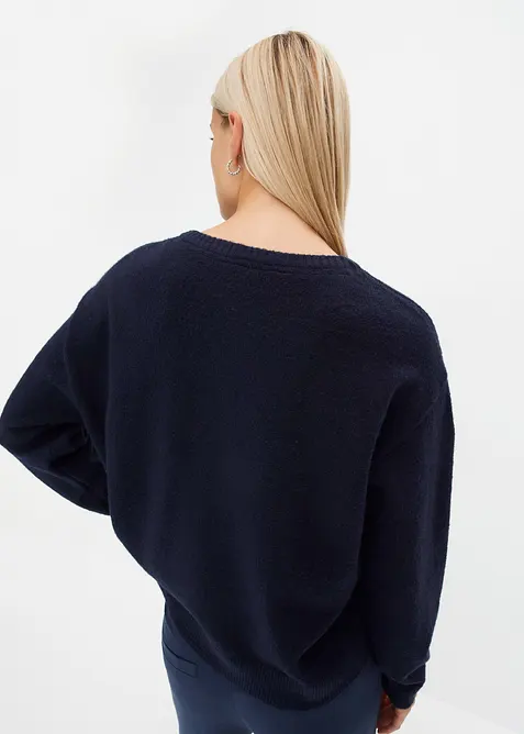 Svetr s kulat&yacute;m v&yacute;střihem a spadl&yacute;mi rameny, bonprix