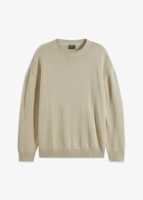 Svetr s kulatým výstřihem, z měkké bavlněné směsi, Loose Fit, bonprix