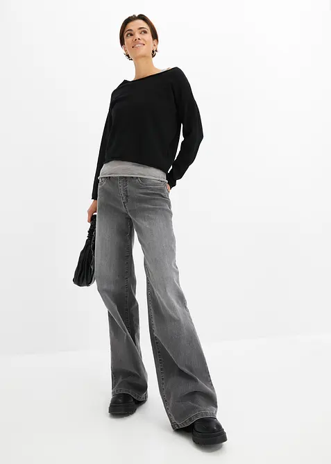 Svetr a top z čist&eacute; bavlny (2d&iacute;ln&aacute; souprava), bonprix