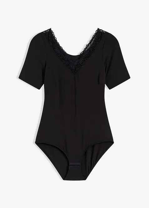 Body s polovičn&iacute;mi ruk&aacute;vy, z modalu s krajkou, bonprix