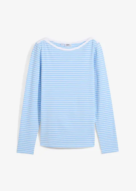 Pruhované triko s dlouhým rukávem a lodičkovým výstřihem, bonprix