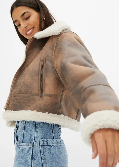 Leteck&aacute; bunda z uměl&eacute; kože&scaron;iny, bonprix