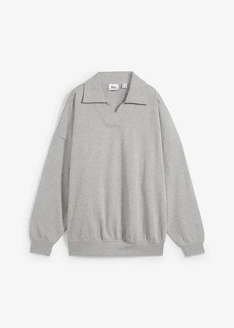 Oversize mikina s výstřihem do V a límcem polo, bonprix