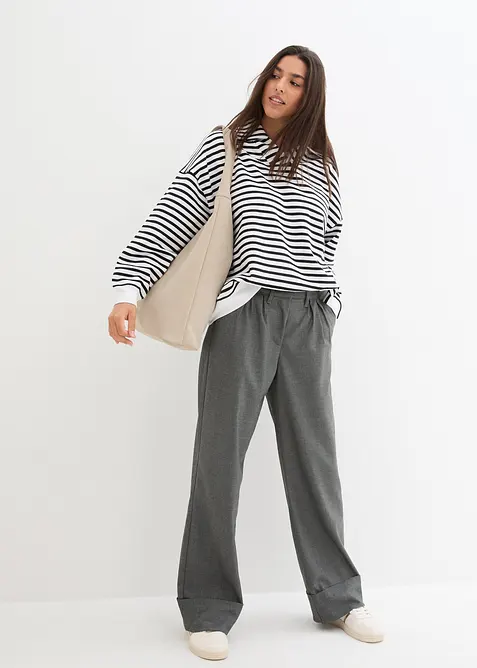 Oversize mikina s v&yacute;střihem do V a l&iacute;mcem polo, bonprix