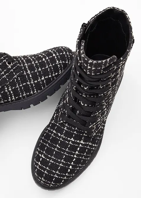 Šněrovací kotníková obuv s buklé vzhledem, bonprix