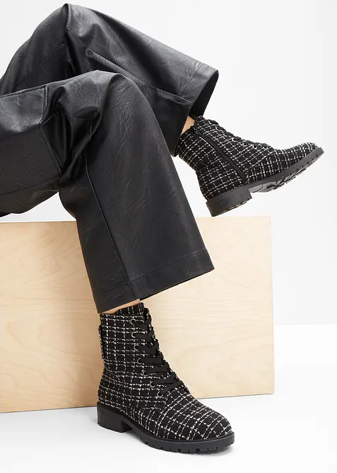 Šněrovací kotníková obuv s buklé vzhledem, bonprix