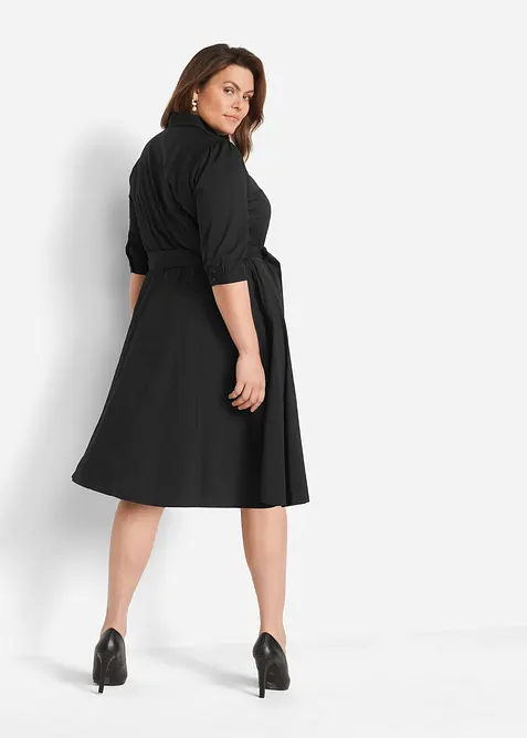 Košilové šaty s krajkou a vázačkou, bonprix