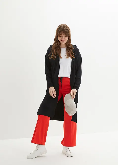 Dlouhá propínací mikina s postranními rozparky, bonprix