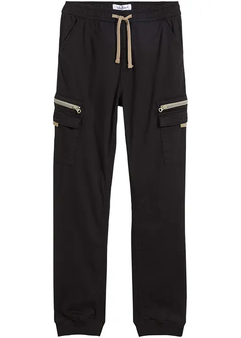 Cargo kalhoty bez zapínání, Regular Fit, z elastické bavlněné směsi, Straight, bonprix