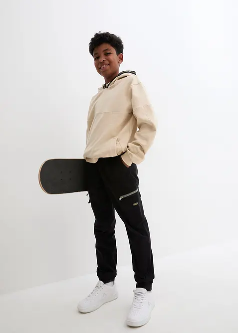 Cargo kalhoty bez zapínání, Regular Fit, z elastické bavlněné směsi, Straight, bonprix