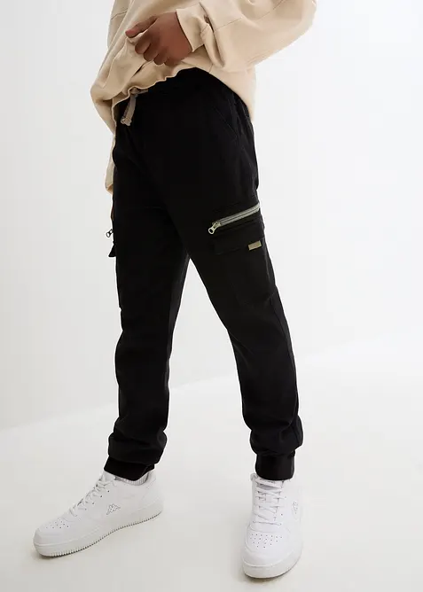 Cargo kalhoty bez zapínání, Regular Fit, z elastické bavlněné směsi, Straight, bonprix