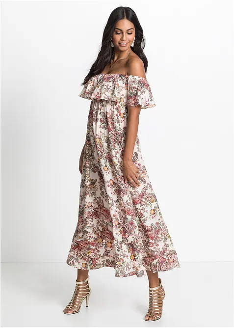 Šaty Carmen ze splývavé viskózy, bonprix