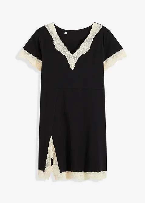 Kr&aacute;tk&aacute; nočn&iacute; ko&scaron;ile s jemnou krajkou, bonprix