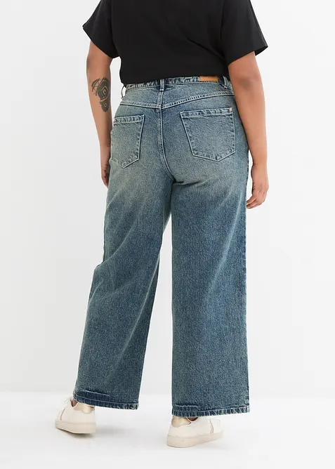 Džíny Wide Leg, High Waist, nízký podíl streče, bonprix