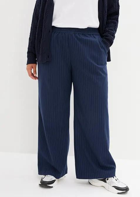 Kalhoty Palazzo ve vlněn&eacute;m vzhledu, bonprix