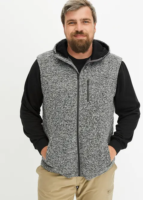 Vesta z pleteného flísu, s kapucí, bonprix