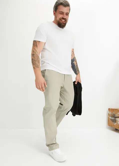 Strečové chino kalhoty Relaxed Fit s organickou bavlnou, Straight, bonprix