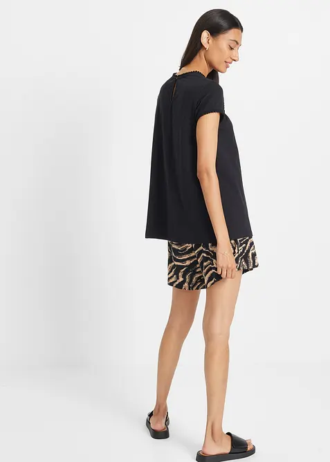 Bavlněn&eacute; triko s krajkou, bonprix