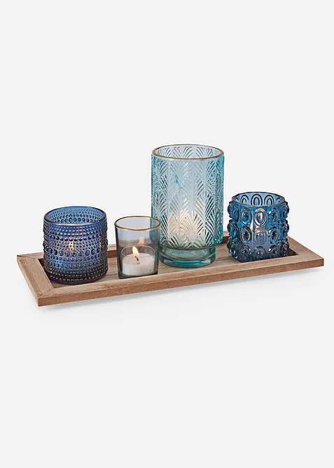 Podnos se čtyřmi skl&iacute;čky na sv&iacute;čky, bonprix