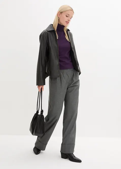 Svetr s rol&aacute;kov&yacute;m l&iacute;mcem, kr&aacute;tk&yacute; ruk&aacute;v, bonprix