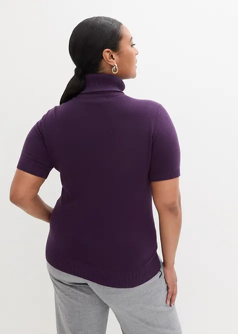 Svetr s rol&aacute;kov&yacute;m l&iacute;mcem, kr&aacute;tk&yacute; ruk&aacute;v, bonprix